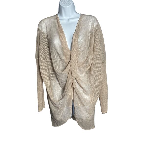 ALLSAINTS Tan Sheer Knit Twist Front Drape
Cardigan Sweater Medium - Picture 1 of 5